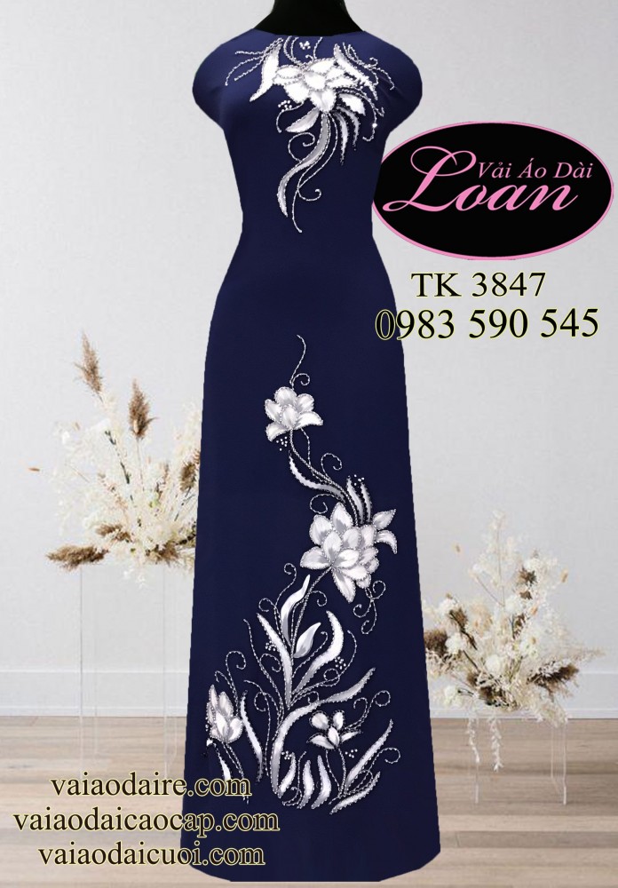 Vải áo dài kết hoa dây