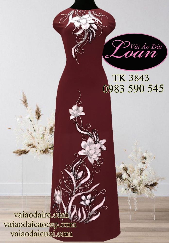 Vải áo dài kết hoa dây