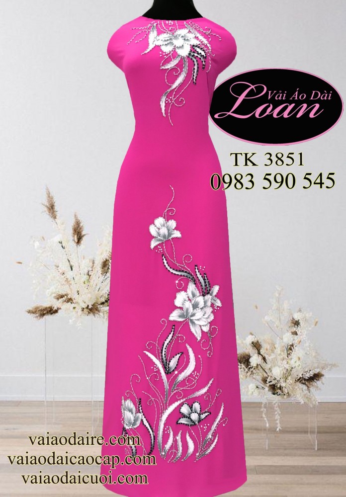 Vải áo dài kết hoa dây