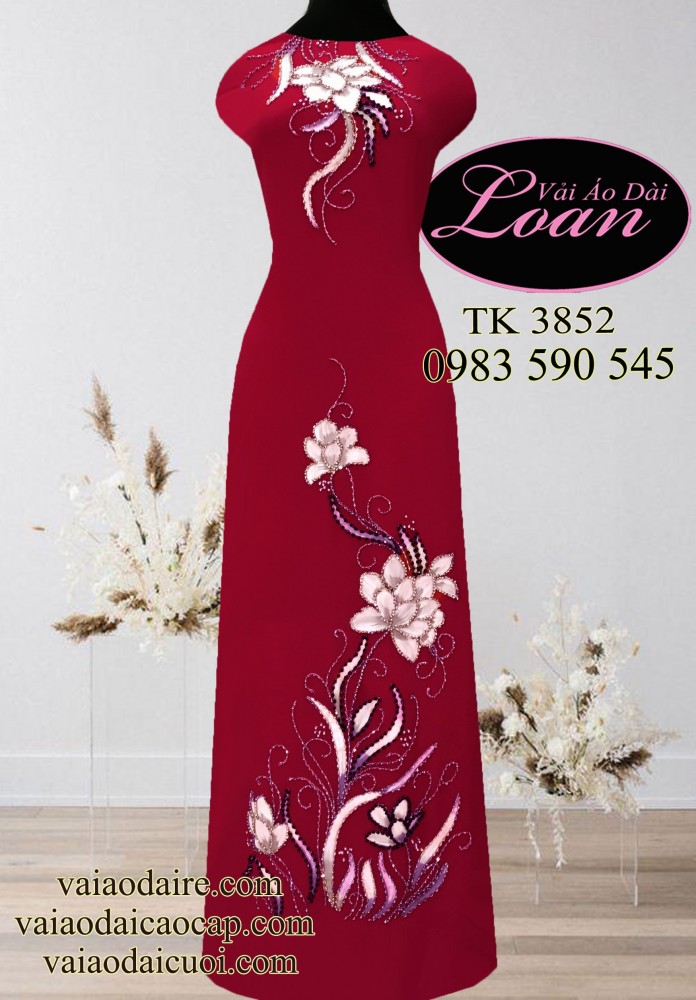 Vải áo dài kết hoa dây