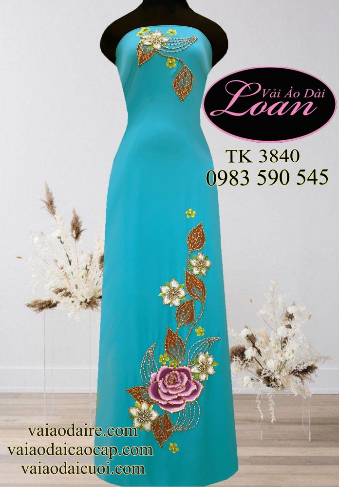 Vải áo dài kết hoa sang trọng