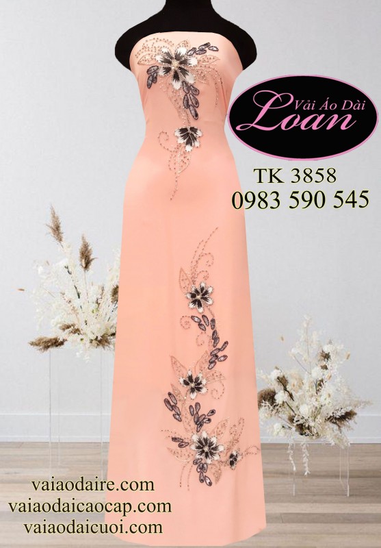 Vải áo dài kết hoa dây