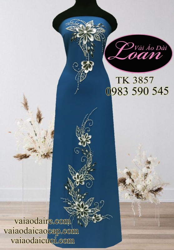 Vải áo dài kết hoa dây