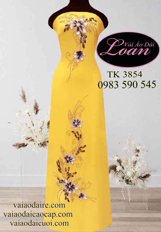 Vải áo dài kết hoa dây