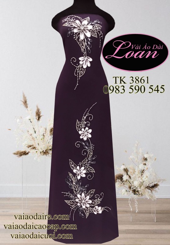 Vải áo dài kết hoa dây