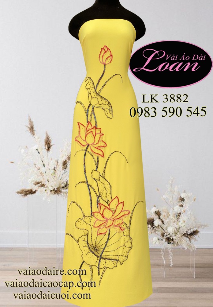 Vải áo dài kết hoa Sen