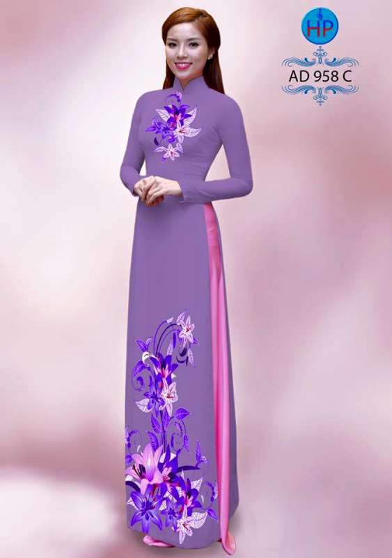 Vải áo dài hoa Ly 3D