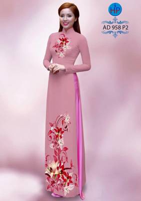 Vải áo dài hoa Ly 3D-DT 1058