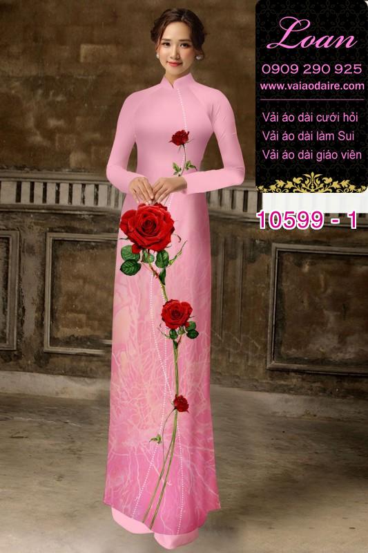 Vải áo dài hoa hồng