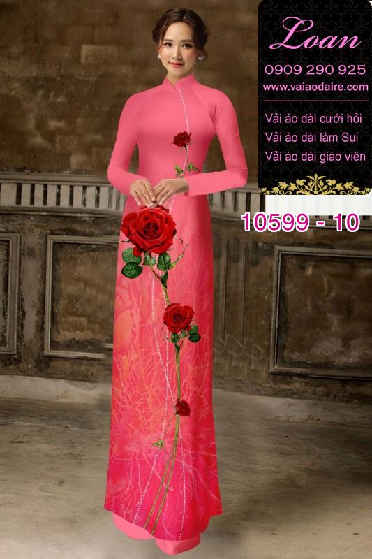 Vải áo dài hoa hồng Vải áo dài hoa hồng