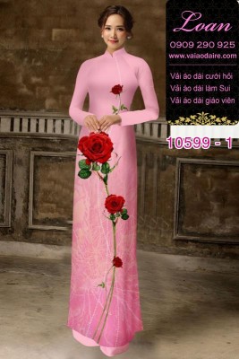 Vải áo dài hoa hồng-DT 10599