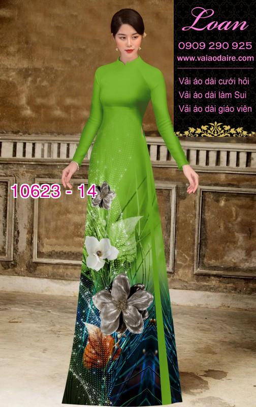 Vải áo dài hoa 3D