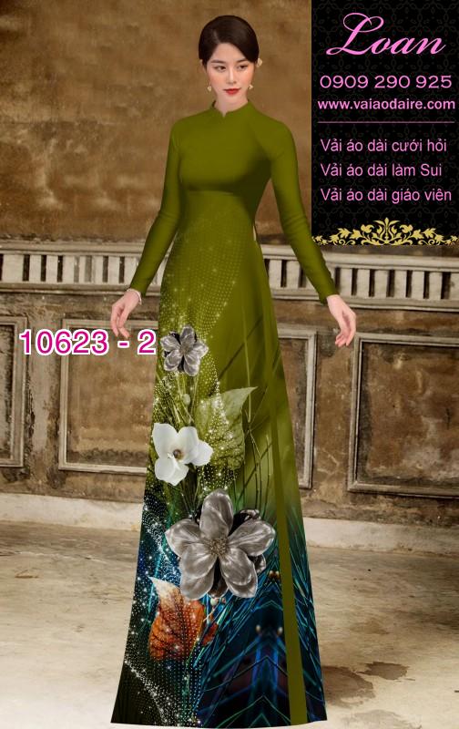 Vải áo dài hoa 3D