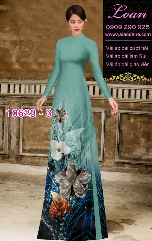 Vải áo dài hoa 3D