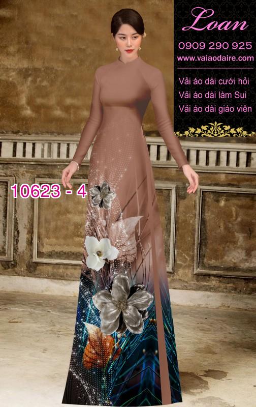 Vải áo dài hoa 3D