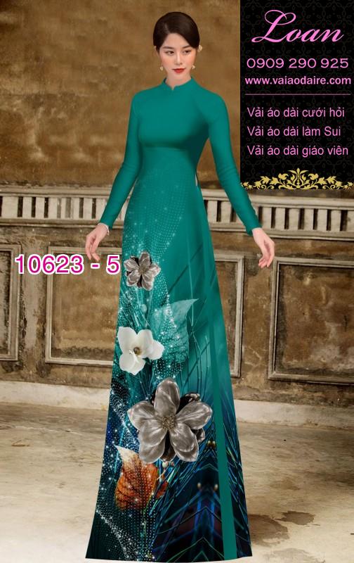 Vải áo dài hoa 3D