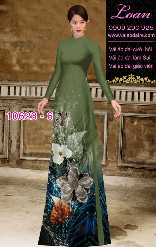 Vải áo dài hoa 3D