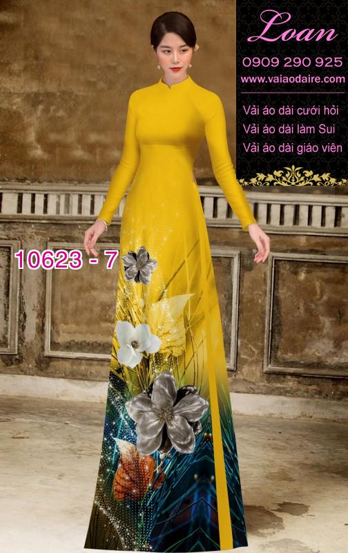 Vải áo dài hoa 3D