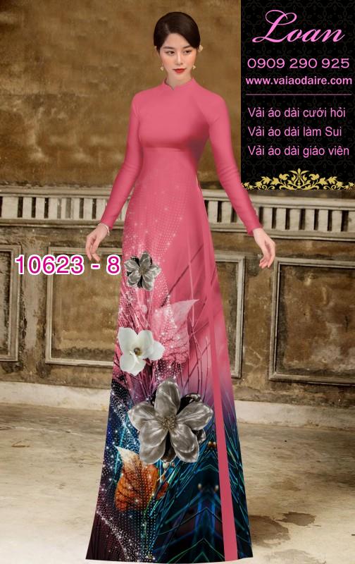 Vải áo dài hoa 3D