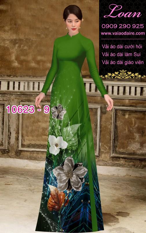Vải áo dài hoa 3D