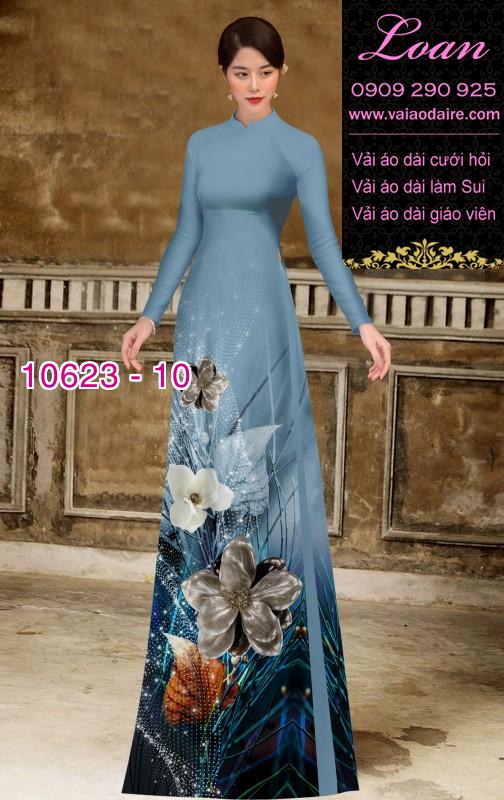 Vải áo dài hoa 3D