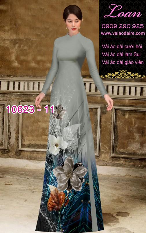 Vải áo dài hoa 3D