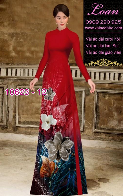 Vải áo dài hoa 3D