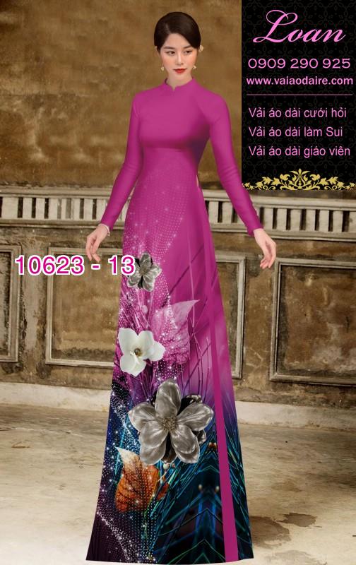 Vải áo dài hoa 3D