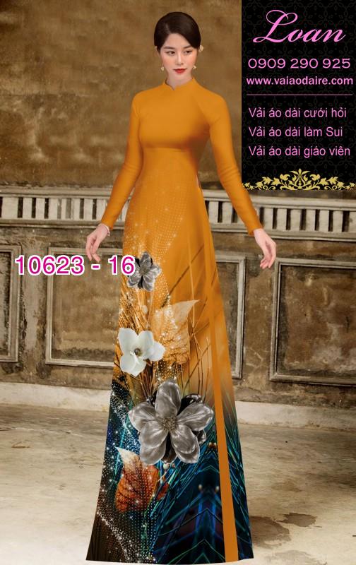 Vải áo dài hoa 3D