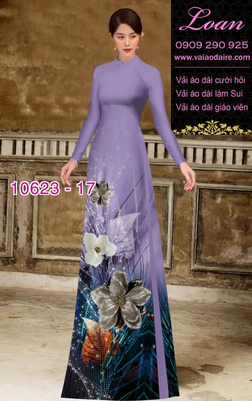 Vải áo dài hoa 3D