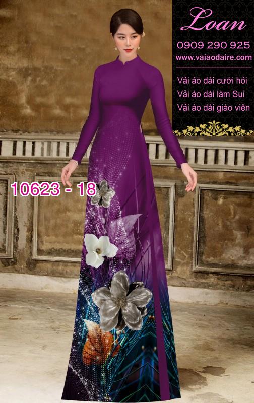 Vải áo dài hoa 3D