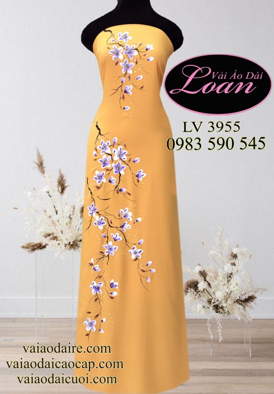Vải áo dài vẽ hoa