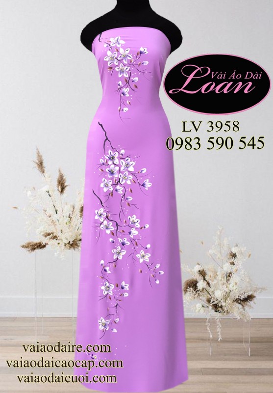 Vải áo dài vẽ hoa