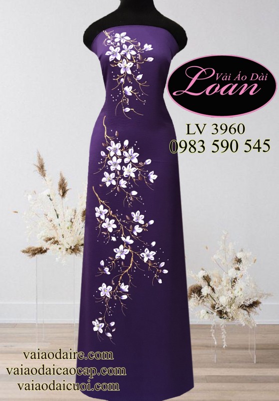 Vải áo dài vẽ hoa