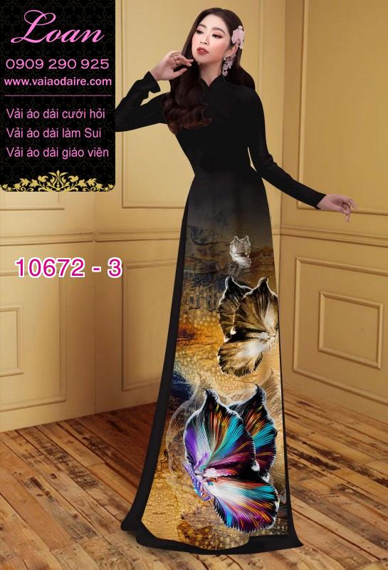 Vải áo dài hoa 3D