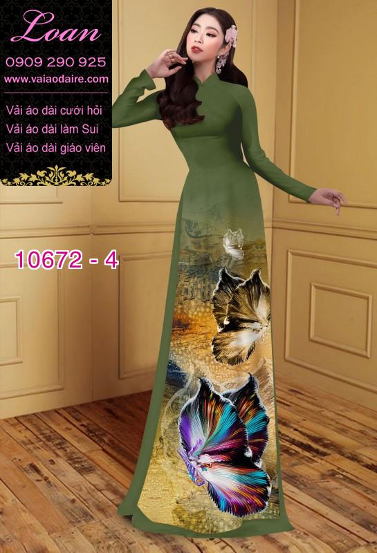 Vải áo dài hoa 3D