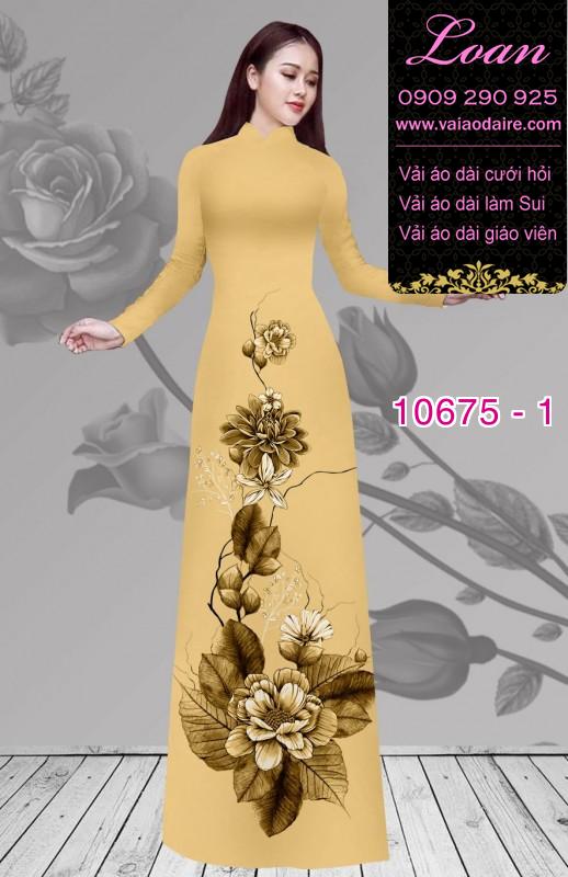 Vải áo dài hình hoa 3D