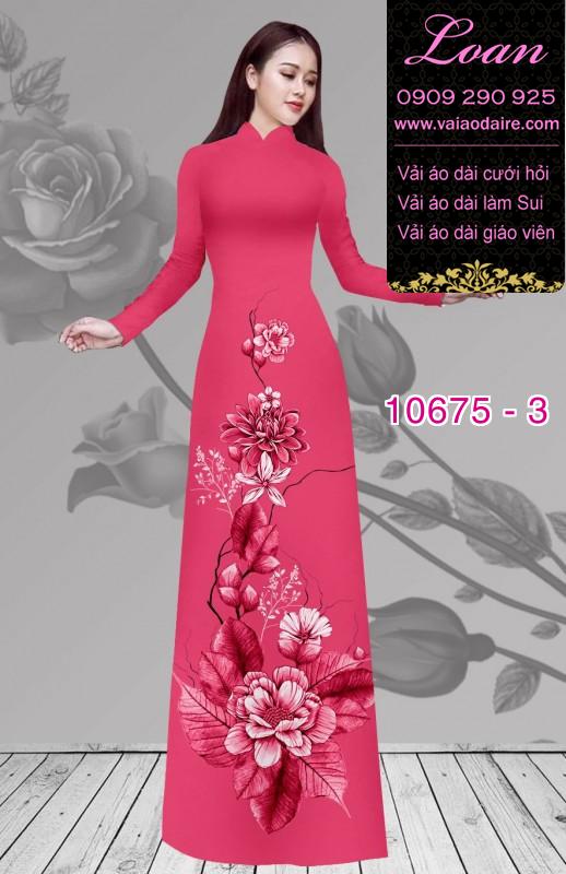 Vải áo dài hình hoa 3D