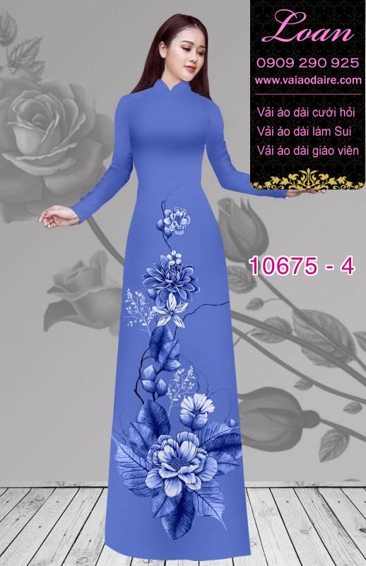Vải áo dài hình hoa 3D