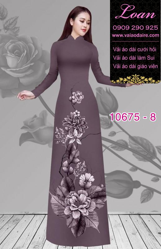 Vải áo dài hình hoa 3D