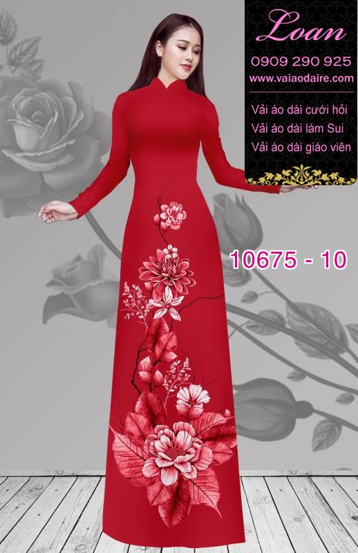 Vải áo dài hình hoa 3D