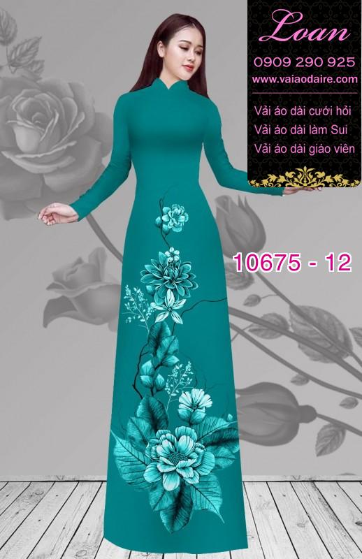 Vải áo dài hình hoa 3D