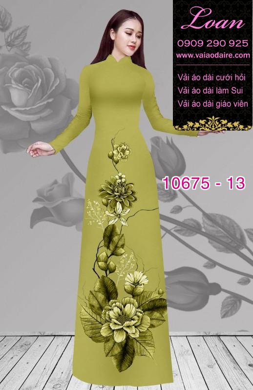 Vải áo dài hình hoa 3D