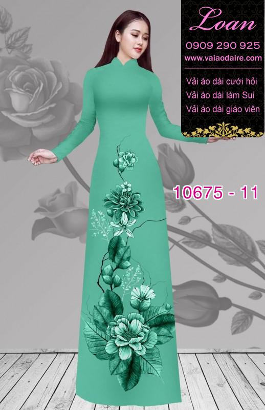 Vải áo dài hình hoa 3D