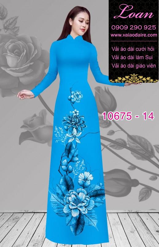 Vải áo dài hình hoa 3D