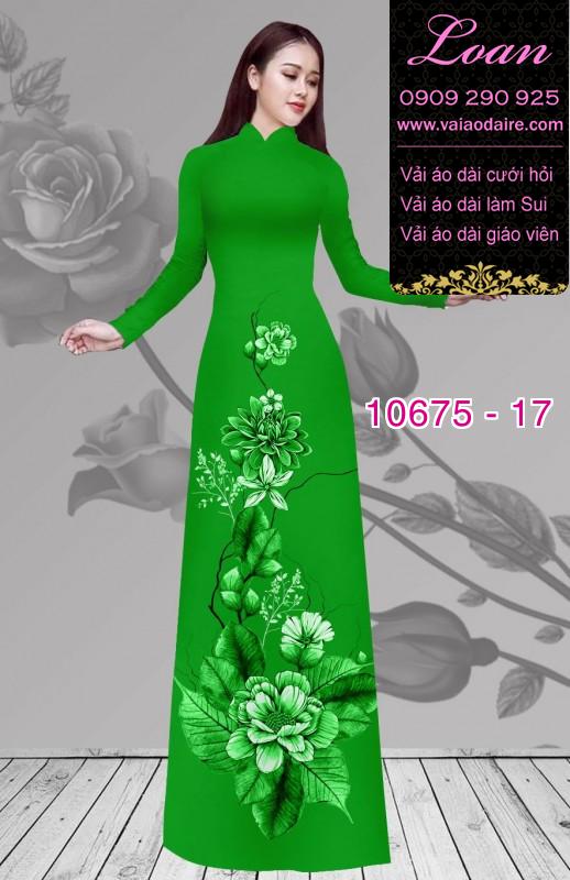 Vải áo dài hình hoa 3D