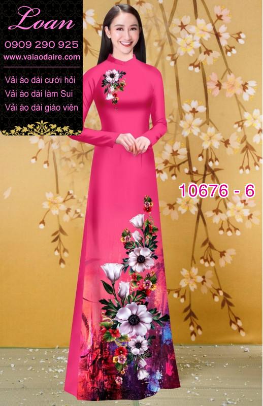 Vải áo dài hình hoa 3D Vải áo dài hình hoa 3D
