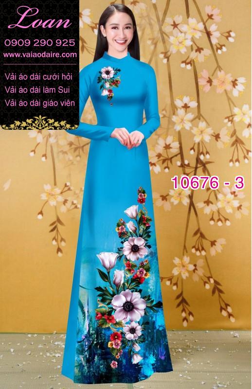 Vải áo dài hình hoa 3D Vải áo dài hình hoa 3D