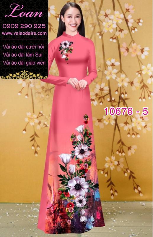 Vải áo dài hình hoa 3D Vải áo dài hình hoa 3D