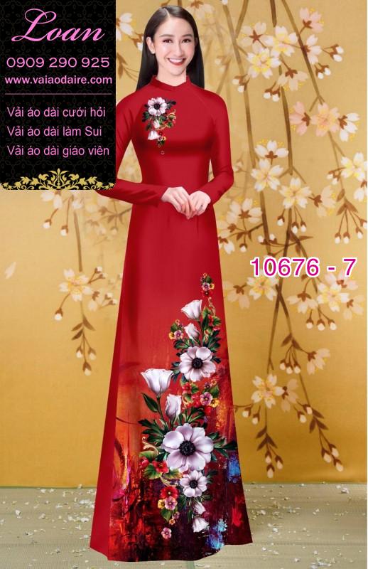 Vải áo dài hình hoa 3D Vải áo dài hình hoa 3D